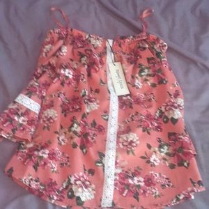 Off the shoulder pink floral top